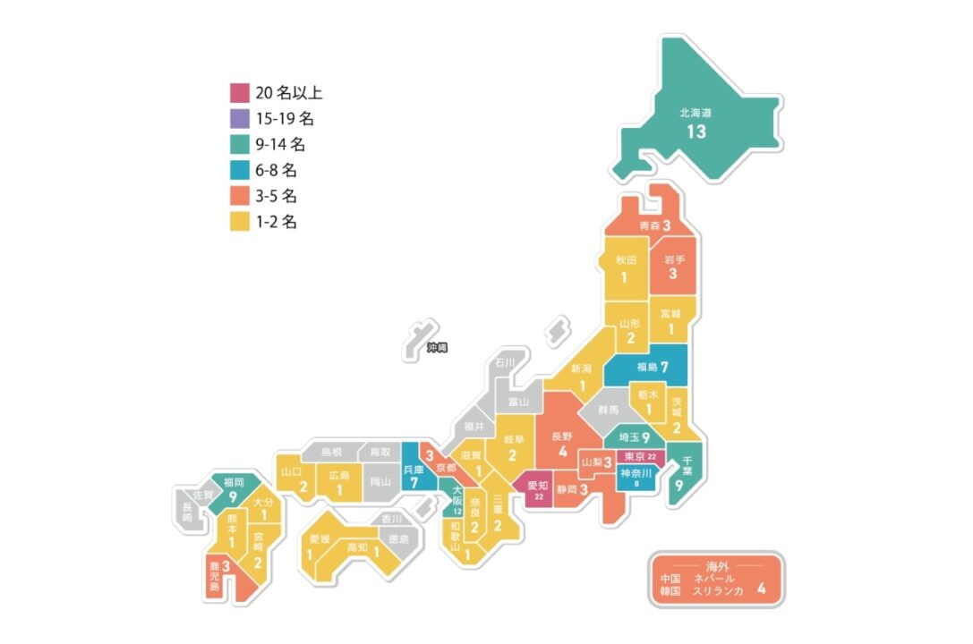 働いている場所の分布図